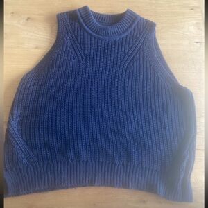 Knit‎ Sweater Sleeveless Crew Neck Cotton Vest Navy Blue Women’s XL Preloved